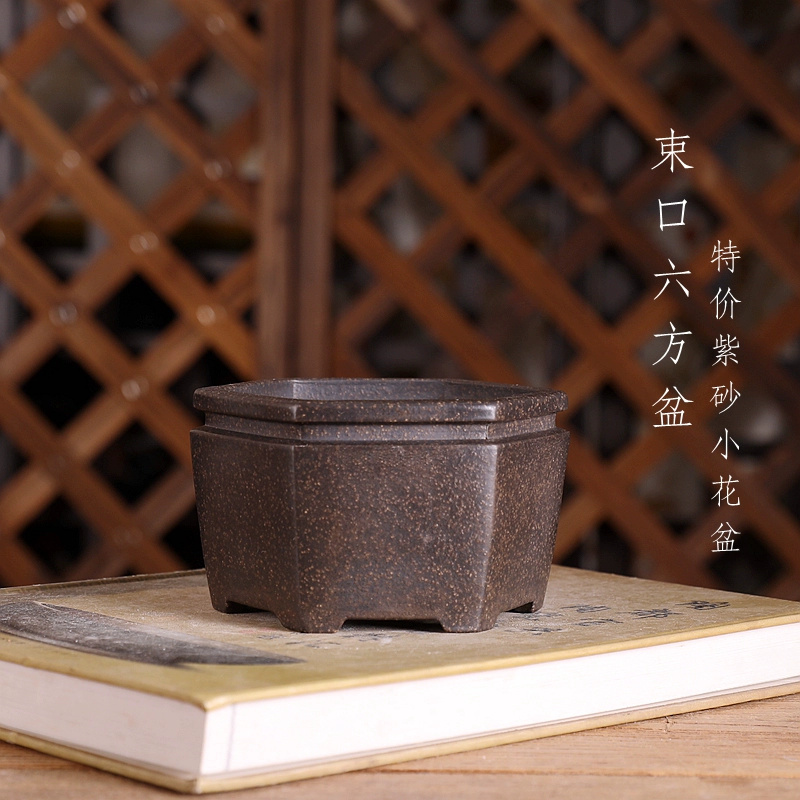 Bonsai Garden With Sand - Vaso per Bonsai esagonale, sabbia viola,